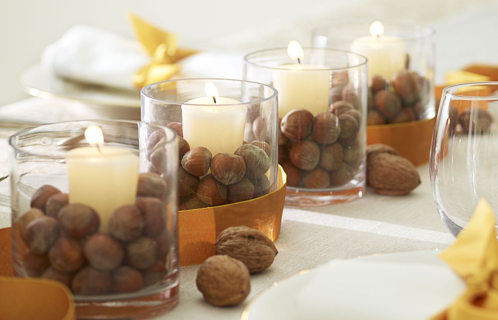 candle votives filled with nuts