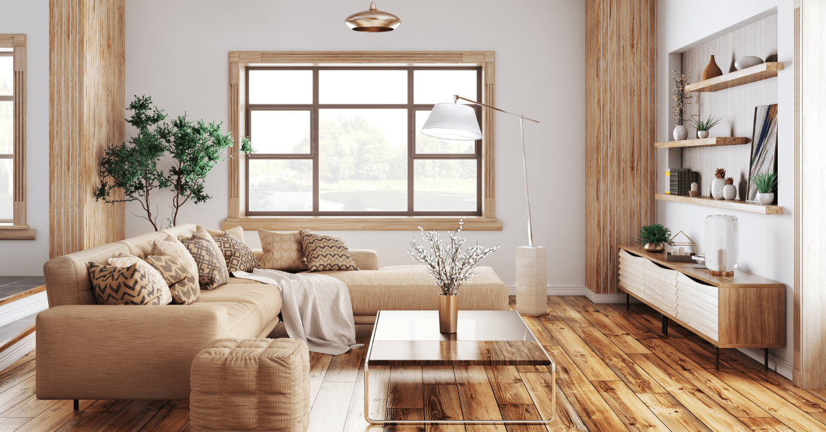 A natural living room with chic decor.