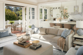 Large living room of a Cape Cod styled house.