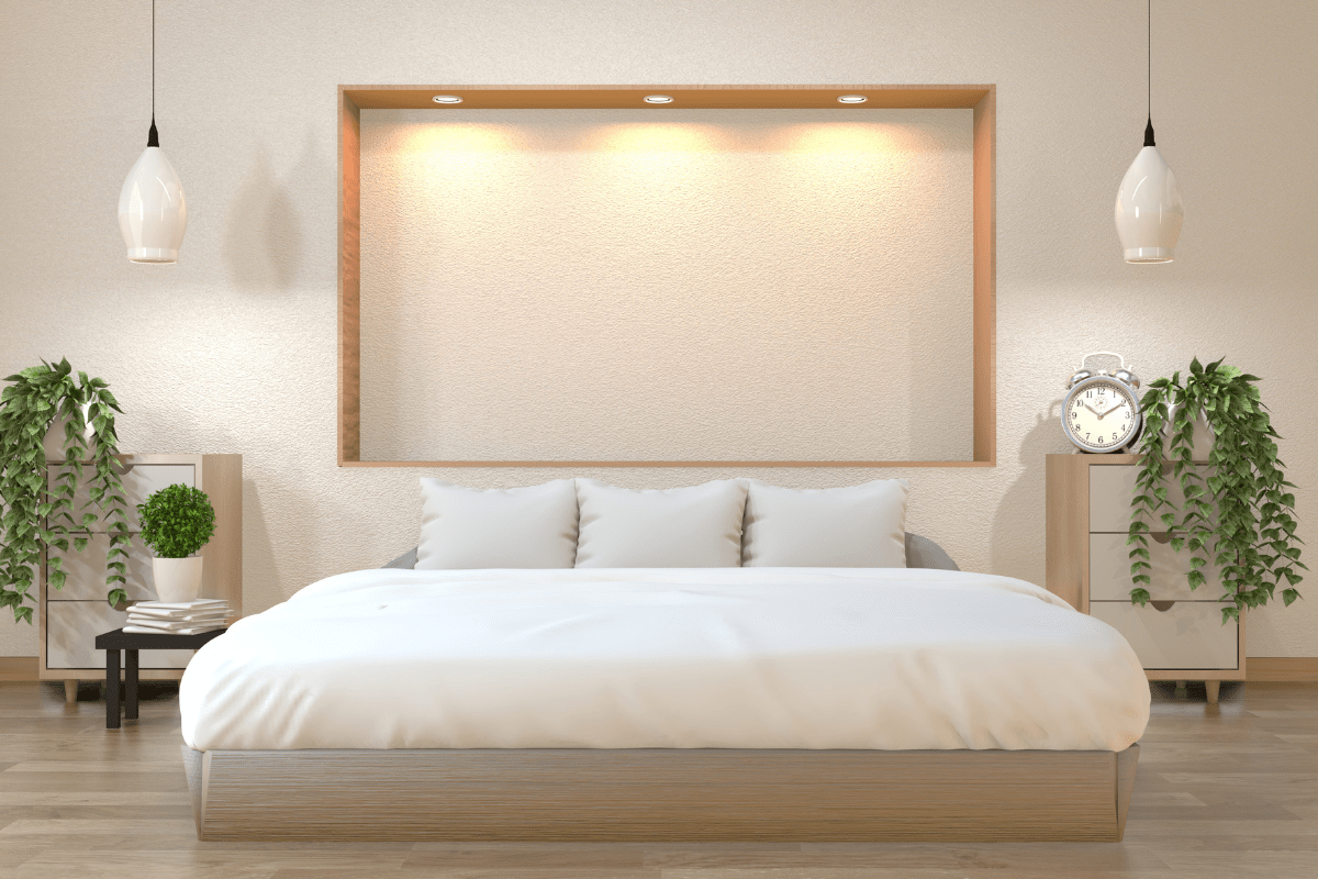 neutral japanese style bedroom